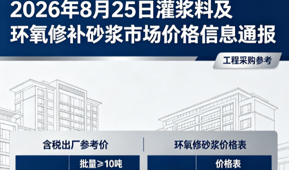 小榄镇2026年8月25日灌浆料及环氧修补砂浆市场价格信息通报